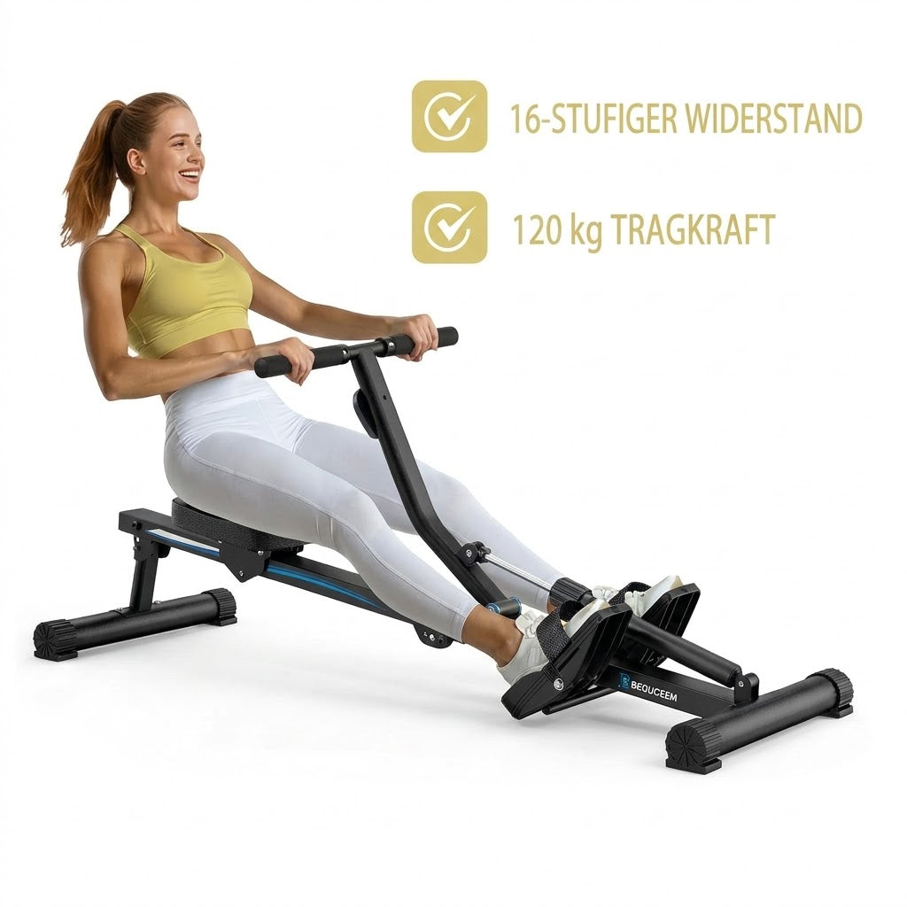 Hydraulic Rowing Machine for Home Gym – Compact Folding Rower with Adjustable Resistance & LCD Monitor, Full Body Workout