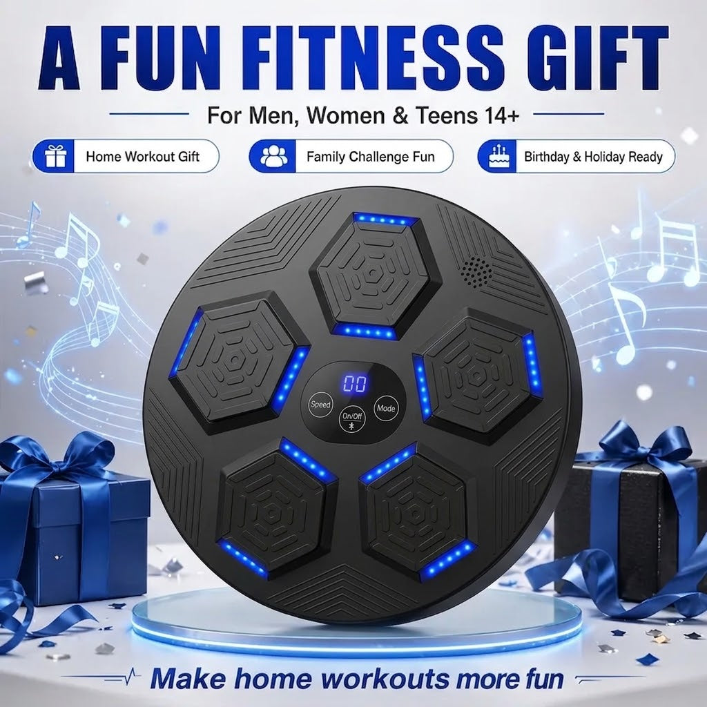 Smart Music Boxing Machine with Bluetooth – Electronic Wall Mounted Boxing Target with LED Light & Speed Modes for Home Workout