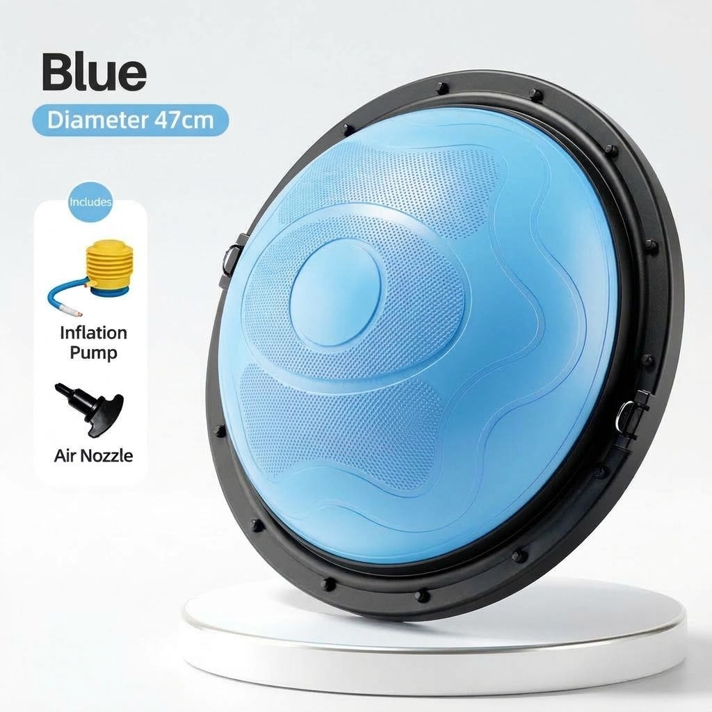 Half Ball Balance Trainer with Resistance Bands – Anti-Burst Non-Slip Core Balance Board for Home Workout, Yoga & Pilates