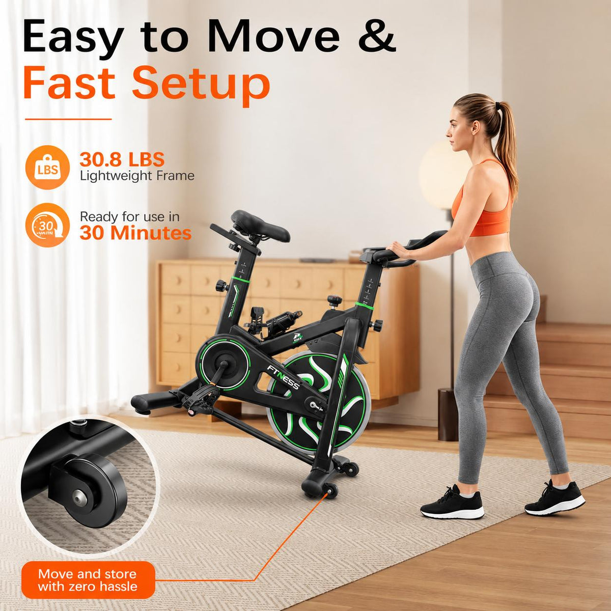 Indoor Cycling Exercise Bike for Home Gym – Stationary Spin Bike with Flywheel, Belt Drive, LCD Monitor & Tablet Holder