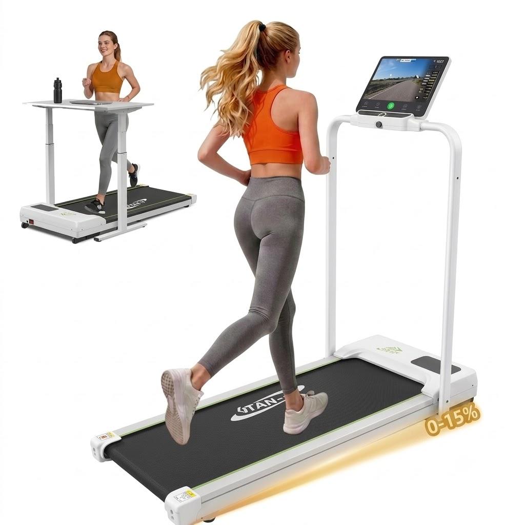 3-in-1 Folding Treadmill with Handlebar – Under Desk Walking Pad with LED Display & Phone Holder for Home Office WFH Workout